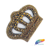 Crown Beaded Rhinestone Applique, BA-021