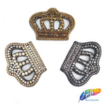 Crown Beaded Rhinestone Applique, BA-021