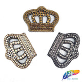 Crown Beaded Rhinestone Applique, BA-021