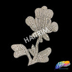 Silver Crystal Beaded Flower Rhinestone Applique, RA-075