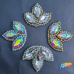 3-Petal Glass Flower Rhinestone Applique, RA-086