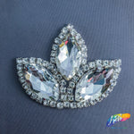 3-Petal Glass Flower Rhinestone Applique, RA-086