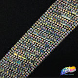 1 1/4" Diagonal Crystal Baguette Rhinestone Iron on Trim, IRT-021