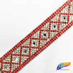 1" Crystal Diamond Rhinestone Iron on Trim, IRT-055