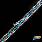 1/2" 3-row Color AB Rhinestone Iron on Trim, IRT-029