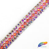 1/2" 3-row Color AB Rhinestone Iron on Trim, IRT-029