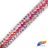 1/2" 3-row Color AB Rhinestone Iron on Trim, IRT-029