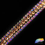 1/2" 3-row Color AB Rhinestone Iron on Trim, IRT-029