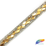 1/2" Double Diamond Rhinestone Iron on Trim, IRT-065