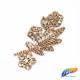 Beaded Rhinestone Flower Motif Applique on Felt, RA-252