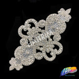 Silver Crystal Beaded Rhinestone Motif Applique, RA-253