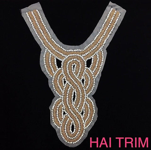 SALE! Beaded Rhinestone Applique, Wedding Formal Prom Crystal Patch, RA-801
