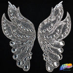 Black Diamond Wing Gel-Back Rhinestone Iron On Applique (sold by pair), IRA-003