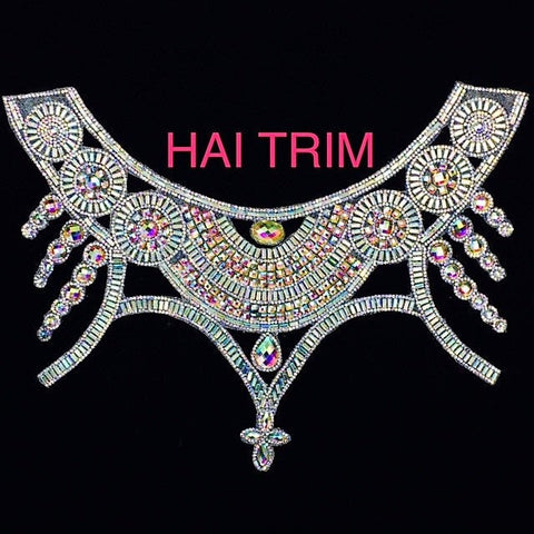Gel-Back Rhinestone Appliques, Colored Iron-on Crystal Rhinestone Patches, IRA-009
