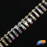 SALE! 3/4" Color AB Dangling Rectangle Stone Trim, ACR-017