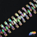 SALE! 1 3/4" Colored Fish Bone Rhinestone Trim, ACR-019