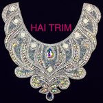 Crystal AB Collar Rhinestone Iron On Applique, IRA-022