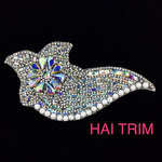 Crystal AB/White Beaded Rhinestones Motif Iron On Applique, IRA-032