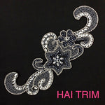 Rhinestone Flower Motif Iron On Applique, IRA-043