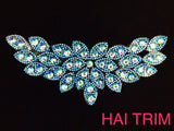Colored Leaf Motif Rhinestone Iron On Applique, IRA-056