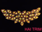 Colored Leaf Motif Rhinestone Iron On Applique, IRA-056