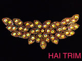 Colored Leaf Motif Rhinestone Iron On Applique, IRA-056