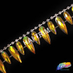 1 3/8" Dangling Iridescent Teardrop Rhinestone Trim, ACR-021