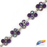 SALE! 3/4" Colored Dotted Acrylic Rhinestone Trim, ACR-024