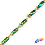 3/8" Color AB Teardrop Stone Trim with Crystal Rhinestones, ACR-051