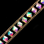 1 1/2" Gold AB Chained Diamond Stone Trim, ACR-055