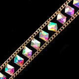 1 1/2" Chained Color AB Diamond Stone Trim, ACR-055