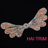 Wing Crystal Rhinestone Iron On Applique, IRA-059