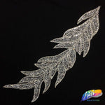Black Diamond Leaf Rhinestone Iron On Applique, IRA-064