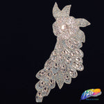 Rose Gold/Crystal Rhinestone Motif Iron On Applique (sold per side), IRA-066