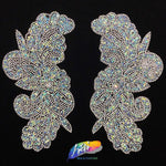 SALE! Multicolor Gel-Back Rhinestone Iron On Applique (sold by pair), IRA-069