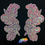 SALE! Gel-Back Rhinestone Appliques, Colored Iron-on Crystal Rhinestone Patches by the Pair, IRA-069