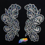 SALE! Multicolor Gel-Back Rhinestone Iron On Applique (sold by pair), IRA-069