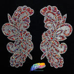 SALE! Gel-Back Rhinestone Appliques, Colored Iron-on Crystal Rhinestone Patches by the Pair, IRA-069
