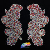 SALE! Gel-Back Rhinestone Appliques, Colored Iron-on Crystal Rhinestone Patches by the Pair, IRA-069