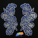 SALE! Multicolor Gel-Back Rhinestone Iron On Applique (sold by pair), IRA-069