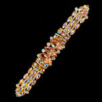 SALE! Fancy Colored Rhinestone Motif Applique on Metal Setting, YH-084
