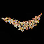 SALE! Leaf Branch Fancy Colored Rhinestone Applique on Metal Setting, YH-086