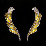 Multicolor Swirl Leaf Rhinestone Iron On Applique (sold by pair), IRA-104