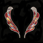 Multicolor Swirl Leaf Rhinestone Iron On Applique (sold by pair), IRA-104