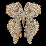 Gold Wing Gel-Back Rhinestone Bodice Applique, IRA-106