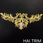 Gold Glittered Paper Applique with Acrylic Stones, IRA-071, IRA-072