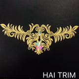 Gold Glittered Paper Applique with Acrylic Stones, IRA-071, IRA-072