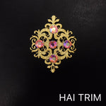 Gold Glittered Paper Applique with Acrylic Stones, IRA-071, IRA-072