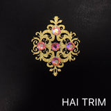 Gold Glittered Paper Applique with Acrylic Stones, IRA-071, IRA-072