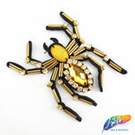 Spider Rhinestone Beaded Applique with Felt Backing, BA-031
